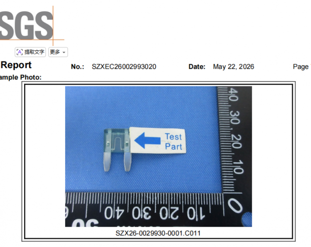 集電通汽車保險絲SGS認證：RoHS